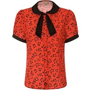 Lindy Bop "Mim" Blouse with Music Notes Size 14